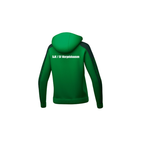 Damen Trainingsjacke mit Kapuze grün mit Logos und Initialen