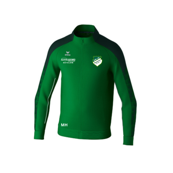 Trainingsjacke grün mit Logos und Initialen