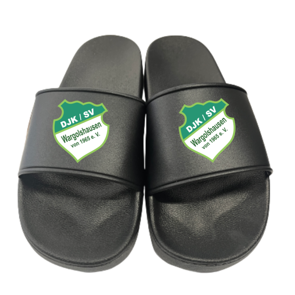 Badeschuhe Badelatschen schwarz mit Logo